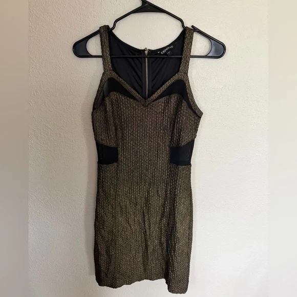 Express Black and Gold Mini Dress - Picture 1 of 7
